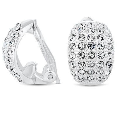 Crystal embellished curved clip on earring